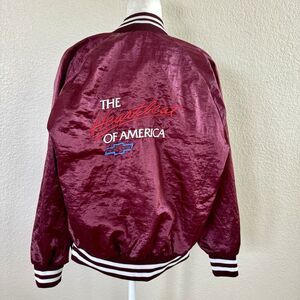 Vintage Chevy Jacket The Heartbeat Of America Full Zip Red Mens Medium USA #2